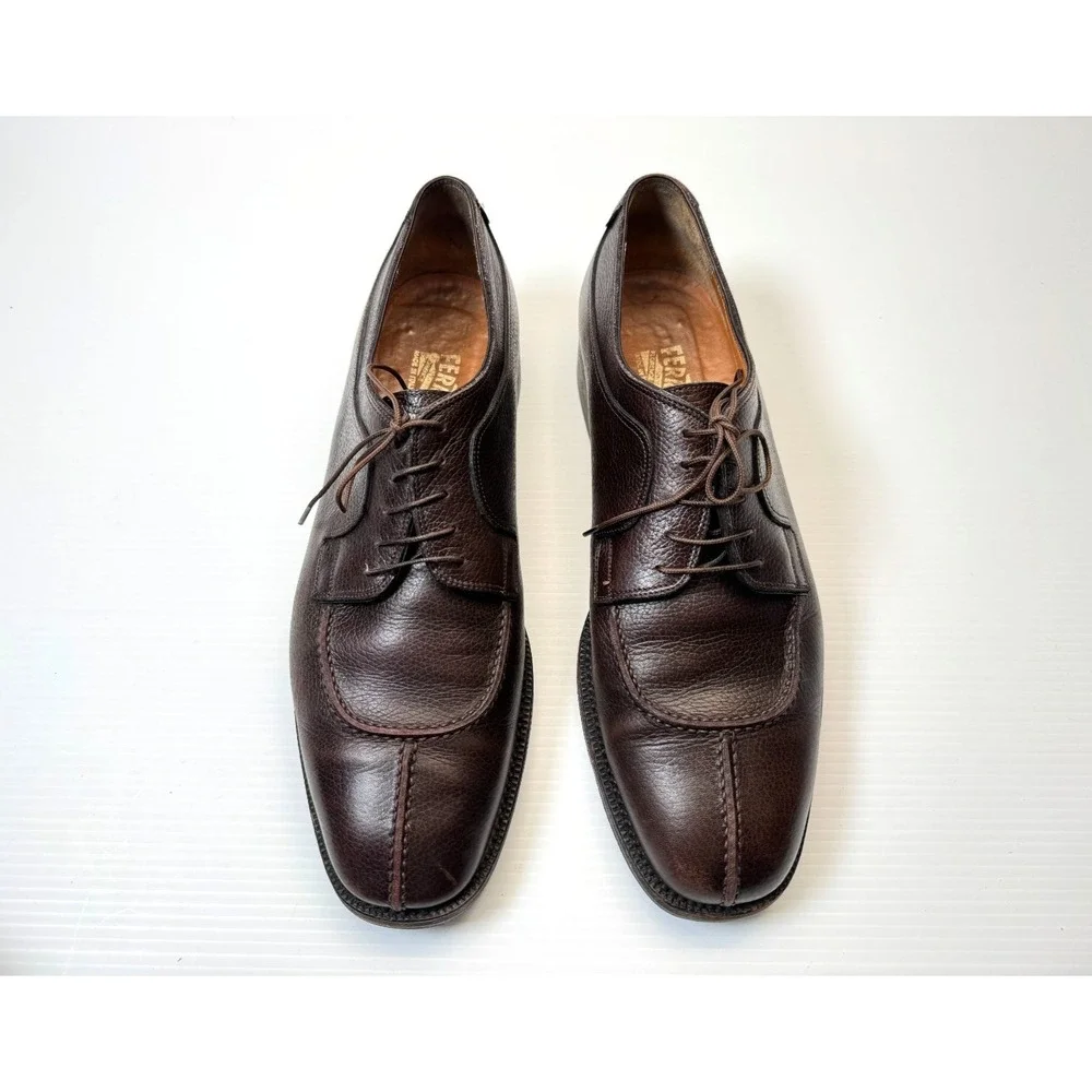 Salvatore Ferragamo Split Toe Derby Shoes‎ Mens 11 D EUC Lace-up Leather Dress